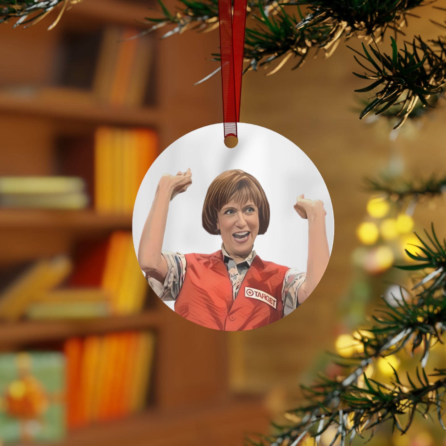 Metal Ornament, Target Lady Ornament, SNL, Kristin Wiig, Cosplay, Approved, 3.5in., Double-sided