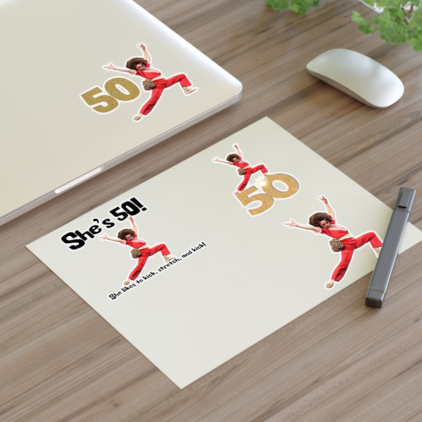 I'm 50, Sally O'Malley Sticker Bundle, Molly Shannon, I like to Kick and Stretch