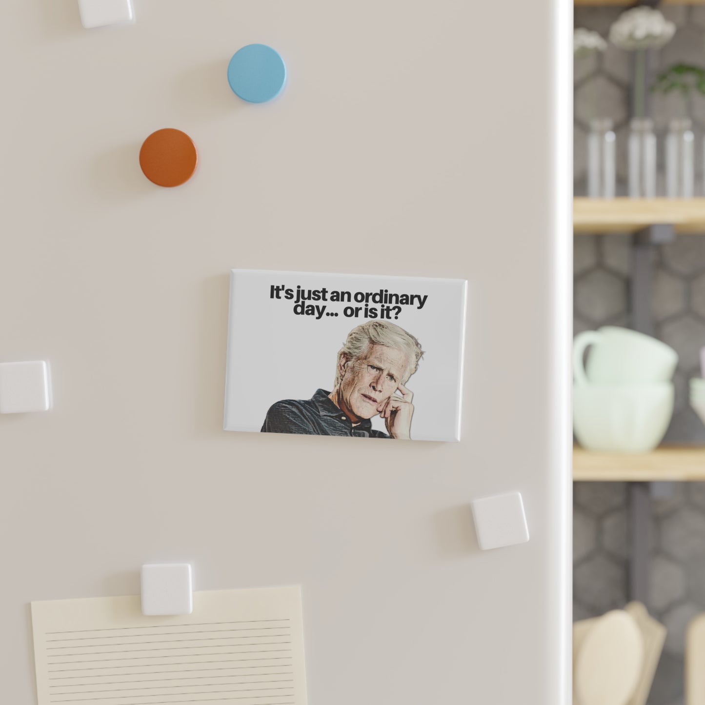 Funny Retro Portrait Magnet – "It's Just an Ordinary Day... Or Is It?"