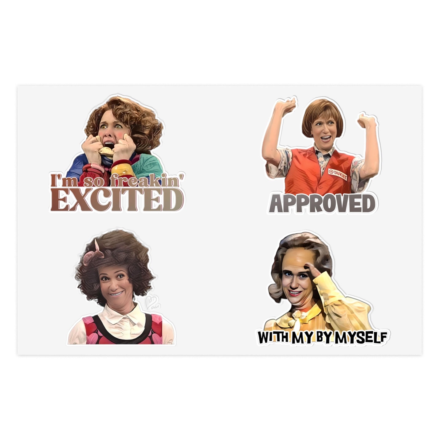 Kristin Wiig Snl Sticker Sheet, Cosplay, Approved, Target Lady, Gilly, Dooneese, Sue