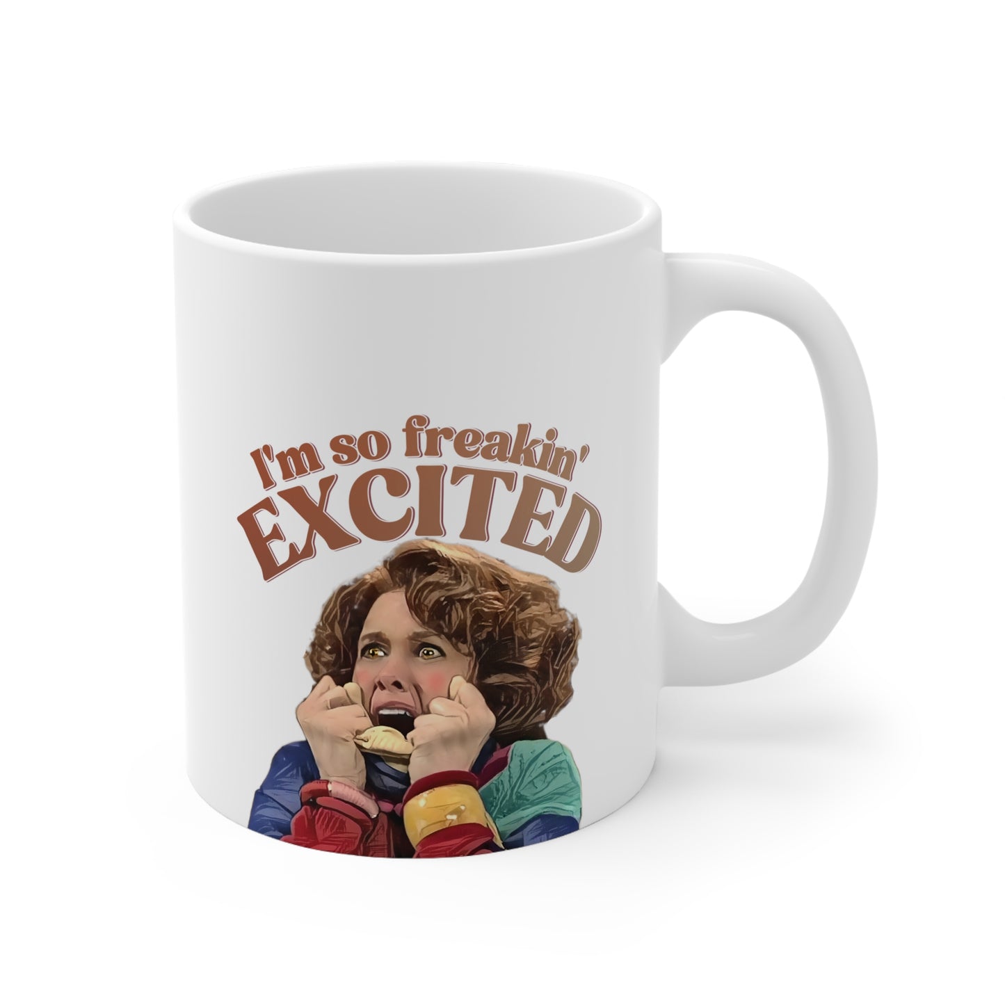 Sue SNL Mug, SNL, Kristin Wiig, I'm So Freakin Excited, Cosplay