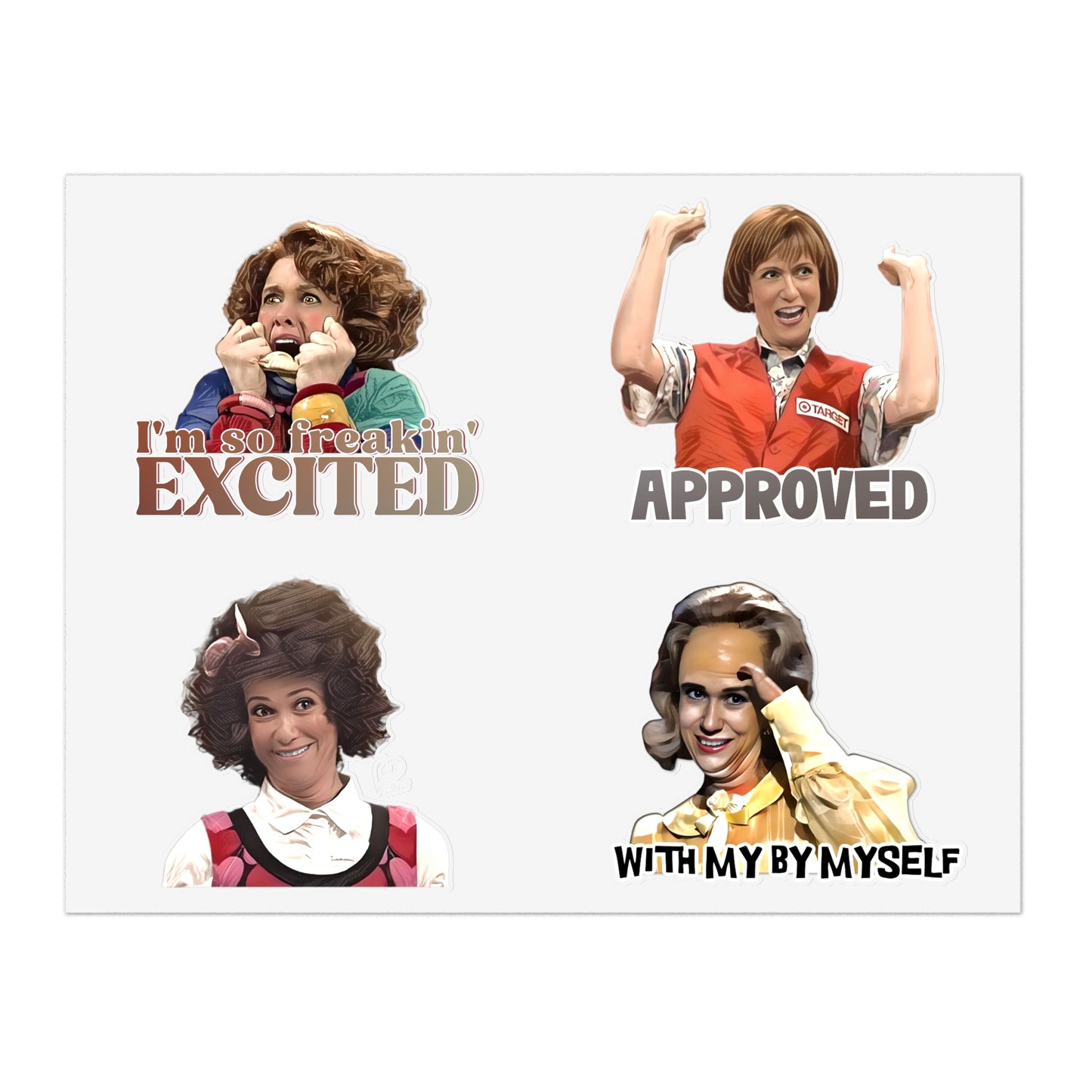 Kristin Wiig Snl Sticker Sheet, Cosplay, Approved, Target Lady, Gilly, Dooneese, Sue