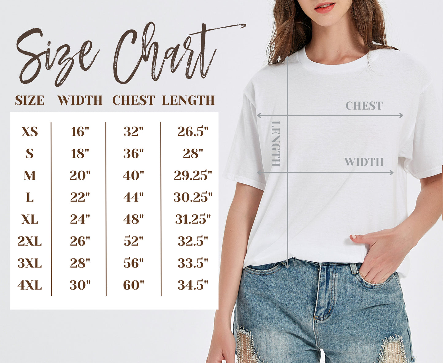 a women's size chart for a t - shirt